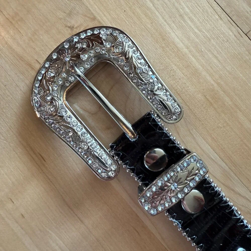 Black & Rhinestone Belt